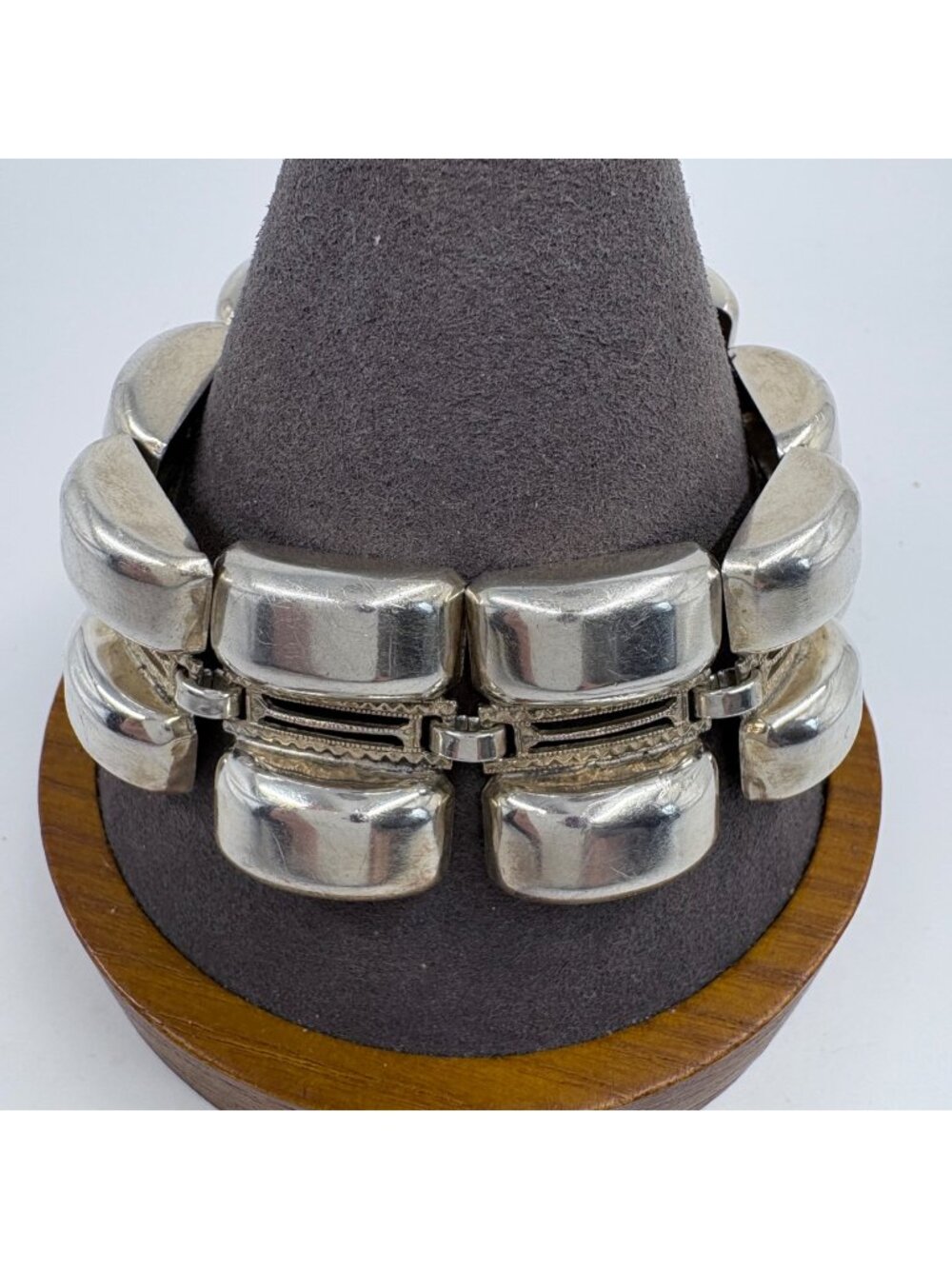 VTG Sterling Silver 925 Modernist Heavy Link Chain Bracelet Size 7.5" Length